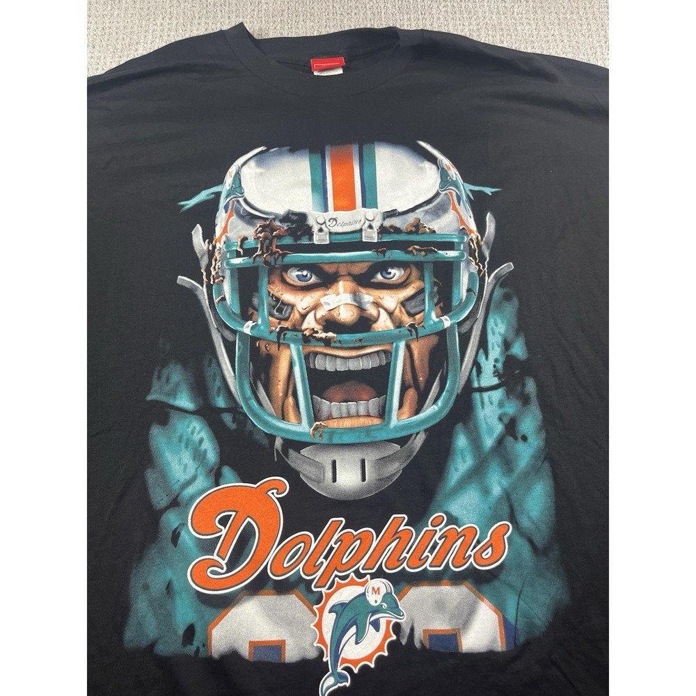 Vintage Miami Dolphins T Shirt Big Print NFL Helmet Graphic Men's 6XL Y2K